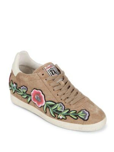 Shop Ash Gull Embroidered Suede Sneakers In Cocco