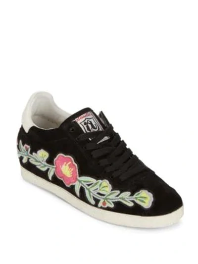 Shop Ash Gull Embroidered Suede Sneakers In Black