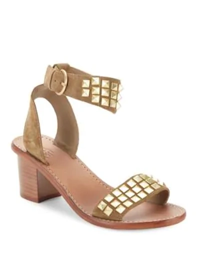 Shop Ash Pearl Studded Leather Sandals In Brown