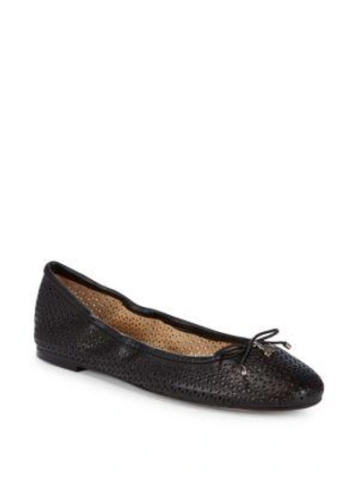 Shop Sam Edelman Felicia Perforated Leather Ballet Flats In Black