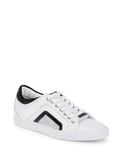 Shop Alessandro Dell'acqua Embellished Leather Sneakers In White