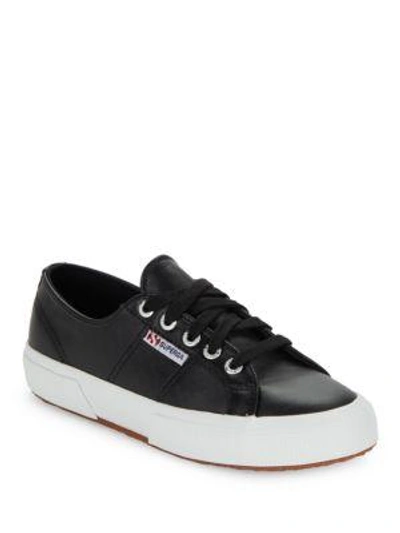Shop Superga 2750 Auleau Leather Sneakers In Black