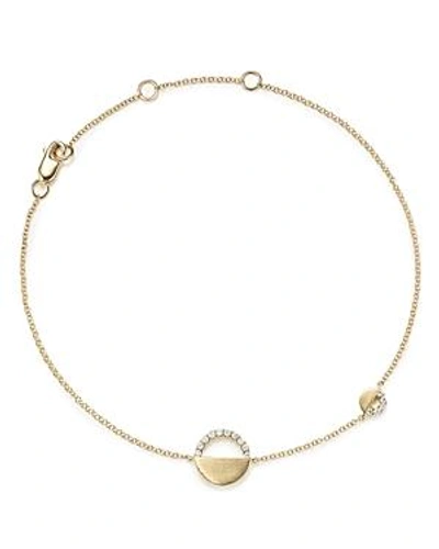 Shop Bloomingdale's Diamond Half Circle Bracelet In 14k Yellow Gold, 0.10 Ct. T.w. - 100% Exclusive In White/gold