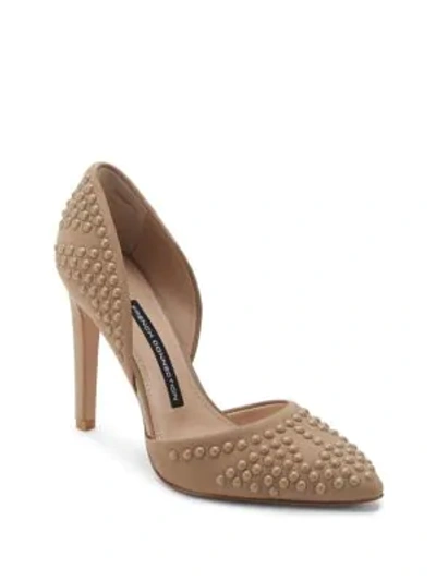 Shop French Connection Maggie Studded Leather Pumps In Hazelwood
