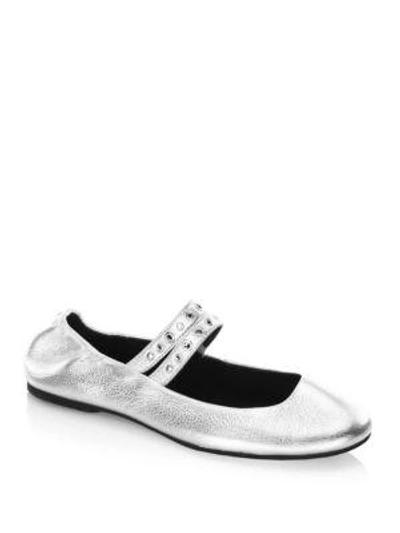 Shop Rebecca Minkoff Lori Leather Ballet Flats In Grey