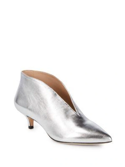 Shop Pour La Victoire Kora Nappa Leather Kitten Heels In Silver
