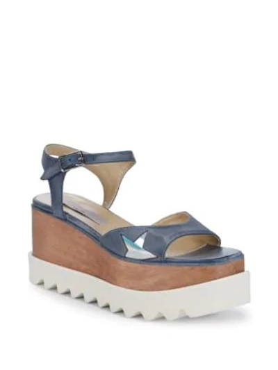 Shop Stella Mccartney Star Wedge Sandals In Blue