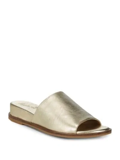 Shop Seychelles Take A Dive Leather Slides In Gold