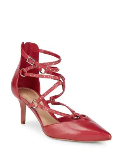 Shop Schutz Roko Strappy Leather Pumps In Red