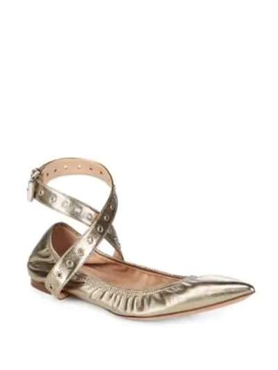 Shop Valentino Ballerina Leather Flats In Gold