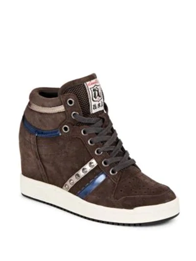 Shop Ash Prince Leather High-top Trainers In Bistro