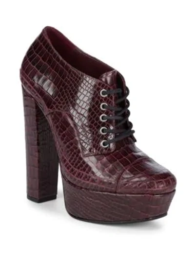 Shop Schutz Katrine Embossed Leather Booties In Cabernet