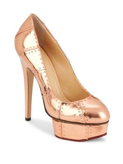 Shop Charlotte Olympia Industrial Pris Platform Leather Pumps In Copper