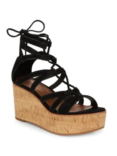 Shop Frye Heather Suede Gladiator Wedge Sandals In Black