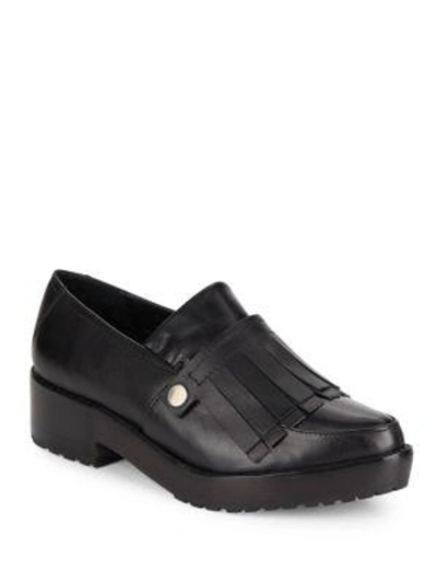 Shop Tibi Esmae Leather Keltie Loafers In Black