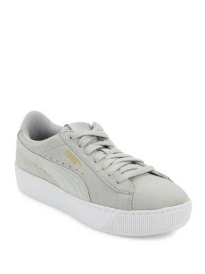 Shop Puma Leather Vikki Sneakers In Grey