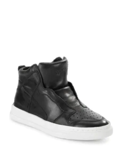 Shop Ash Enigma Leather High-top Sneakers In Black