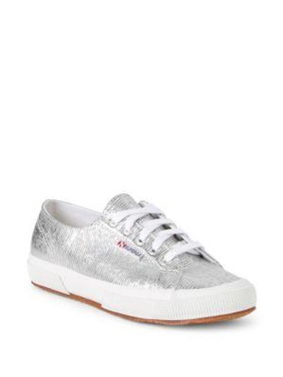 Shop Superga Textured Low-top Sneakers In Silver