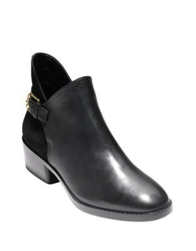 Shop Cole Haan Althea Leather And Suede Buckle Booties In Black