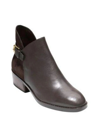 Shop Cole Haan Althea Leather And Suede Buckle Booties In Java