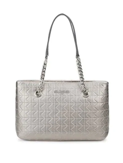 Shop Karl Lagerfeld Quilted Leather Tote Bag In Eclipse