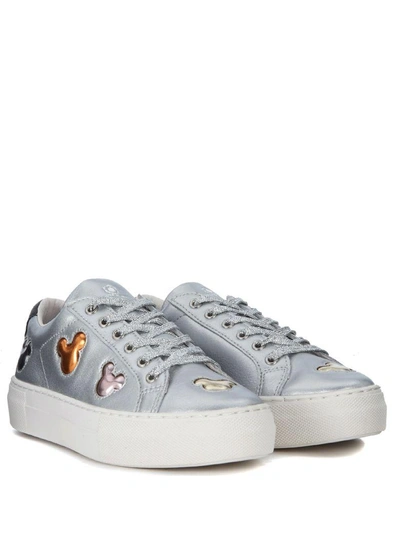 Shop Moa Master Of Arts Moa Mickey Mouse Multicolor And Silver Leather Sneaker In Argento
