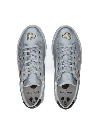Shop Moa Master Of Arts Moa Mickey Mouse Multicolor And Silver Leather Sneaker In Argento