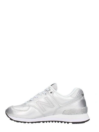 Shop New Balance 574 Silver Leather Sneaker