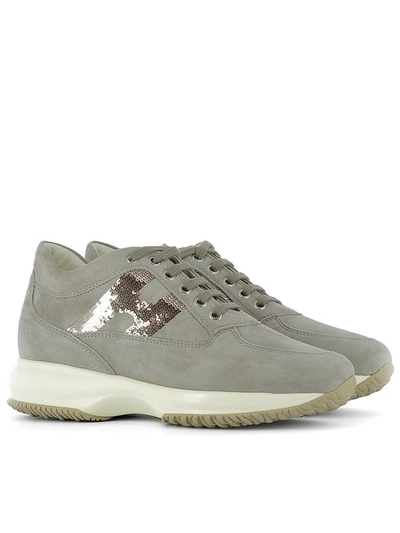 Shop Hogan Beige Suede Sneakers