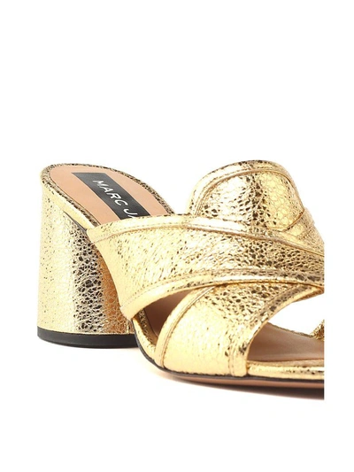 Shop Marc Jacobs Aurora Crackled Metallic-leather Mules In Oro