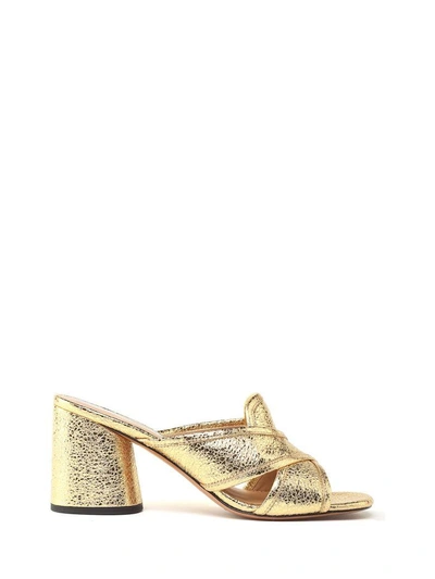 Shop Marc Jacobs Aurora Crackled Metallic-leather Mules In Oro
