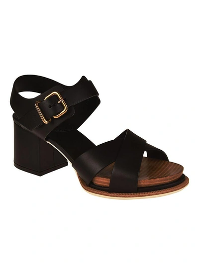 Shop Tod's Ankle Strap Sandals In Black