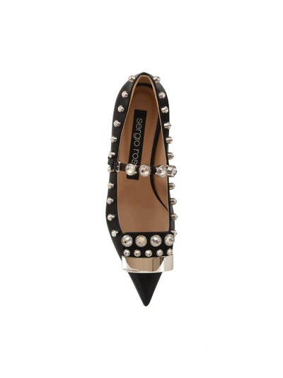 Shop Sergio Rossi Crystal Detail Ballerina In Black