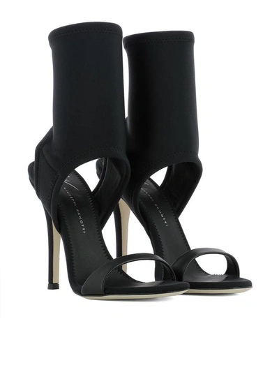 Shop Giuseppe Zanotti Black Fabric Alien 115 Sandals