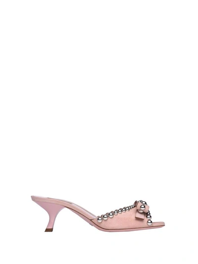 Shop Sebastian Milano Sebastian Sandals In Pink Leather In Cipria Borchie Argento