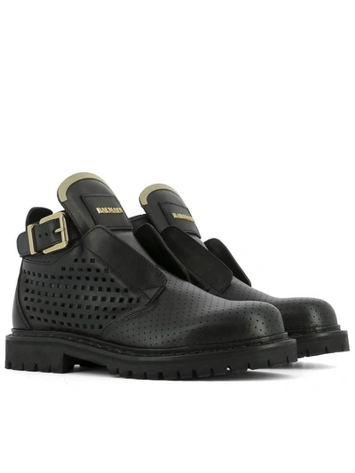 Shop Balmain Black Leather Ankle Boots