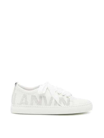 Shop Lanvin Logo Sneakers In Optic Whitebianco