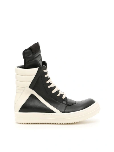 Shop Rick Owens Geobasket Sneakers In Black Milk