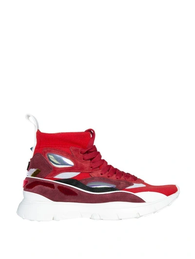 Shop Valentino Suede High-top Sneakers In Rosso