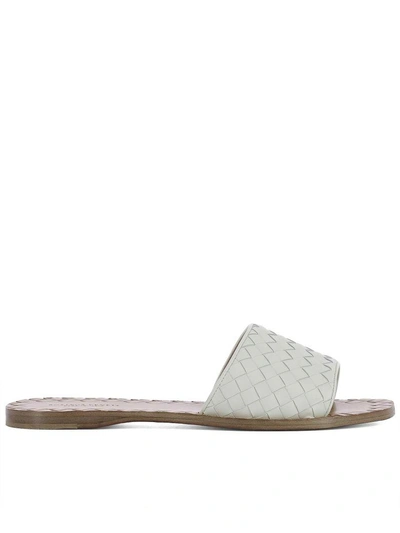 Shop Bottega Veneta White Leather Sandals