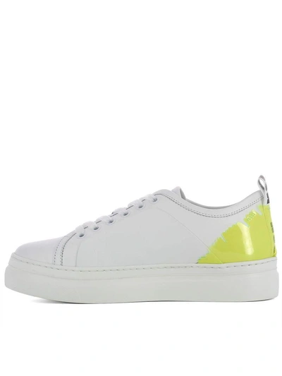 Shop Msgm White Leather Sneakers