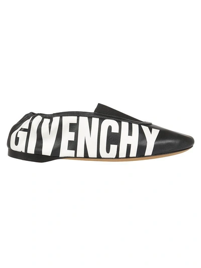 Shop Givenchy Logo Print Ballerinas In Nero