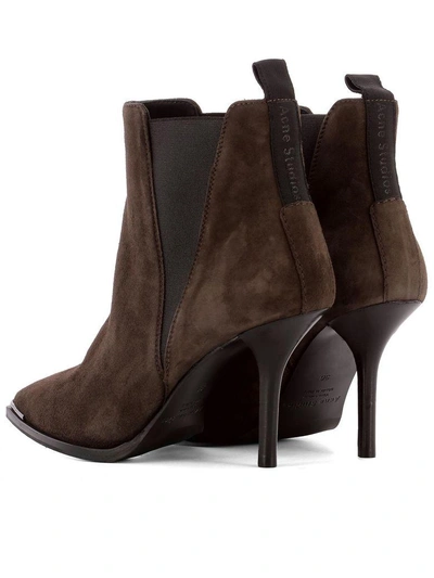 Shop Acne Studios Brown Suede Heeled Ankle Boots