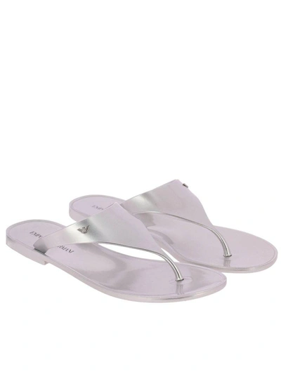 Shop Emporio Armani Flat Sandals Shoes Women  In Silver