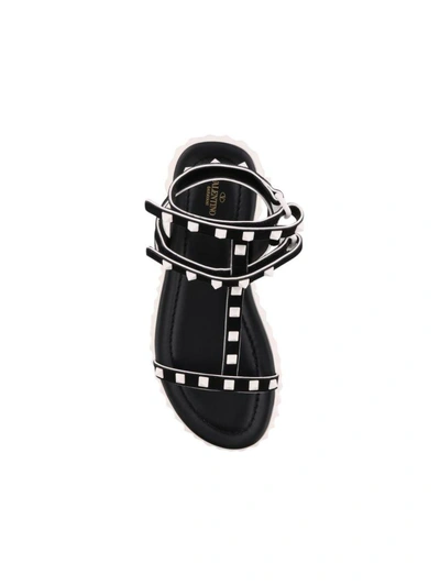 Shop Valentino Free Rockstud Sandal In Black-white