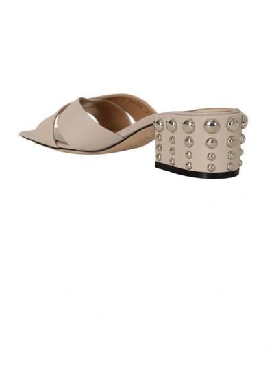 Shop Sergio Rossi Studded Mid-heel Mules In Pink