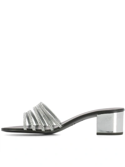 Shop Giuseppe Zanotti Silver Leather Roll 40 Sandals