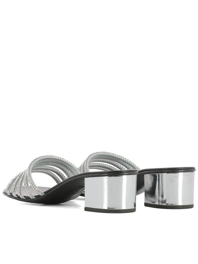 Shop Giuseppe Zanotti Silver Leather Roll 40 Sandals