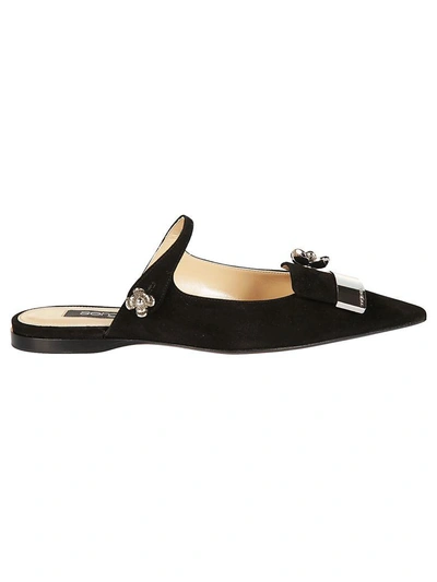 Shop Sergio Rossi Crystal Floral Mules In Black