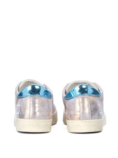 Shop Date D.a.t.e. Hill Low Stardust Light Blue And Pink Laminated Leather Sneaker In Rosa